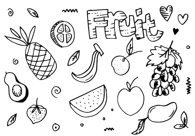 Vettore elementi grafici per frutta artdoodle creativo