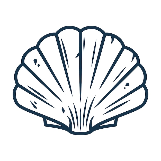 Graphic emblem of scallop sea shell clam conch