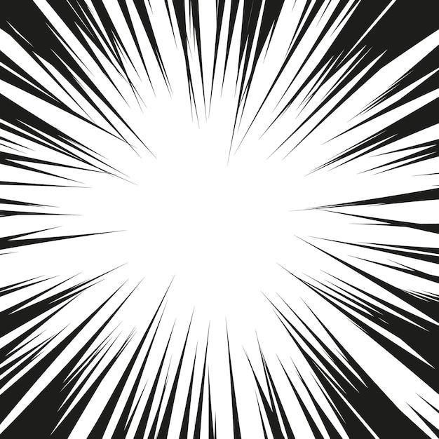 Vector graphic explosion with speed lines comic book design element black and white vector illustration