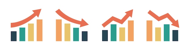 Vector graphic finance up down icon diagram with arrows going up and down vector illustration