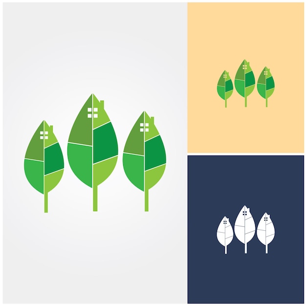 Изображение четырех значков листьев со словом «зеленый» внизу.