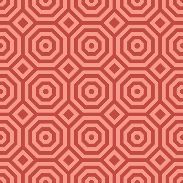 Graphic Geometric Seamless Pattern With Coral Shades Experimental Color Palette