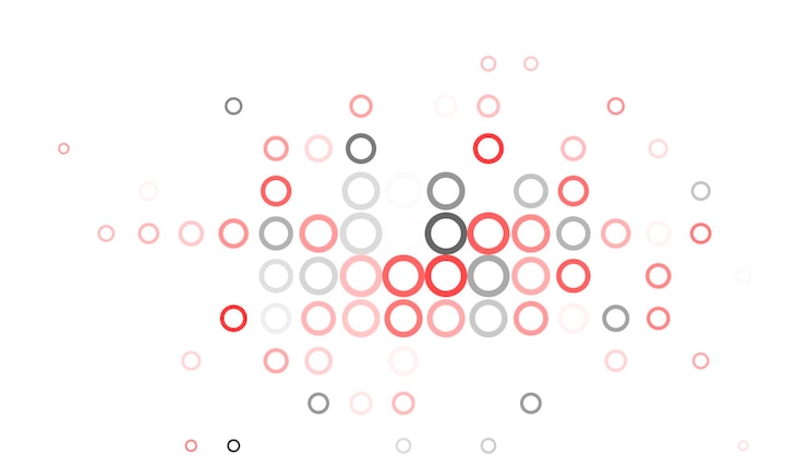 Vector a graphic of grey and red circles with the word love on the bottom.
