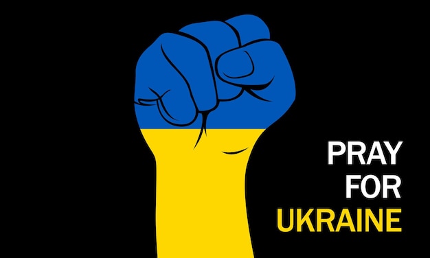 Graphic of a human fist in the colors of the flag of Ukraine. The concept of resistance