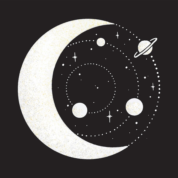 Graphic illustration texture art solar system in the moon Drawings of stars for clothing etc