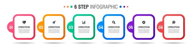 Grafica di modelli di progettazione di elementi infografici con icone e passaggi