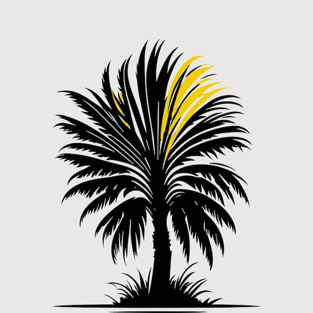 graphic logo illustration Palm Tree white solid background drop shadow vibrant colors vector art