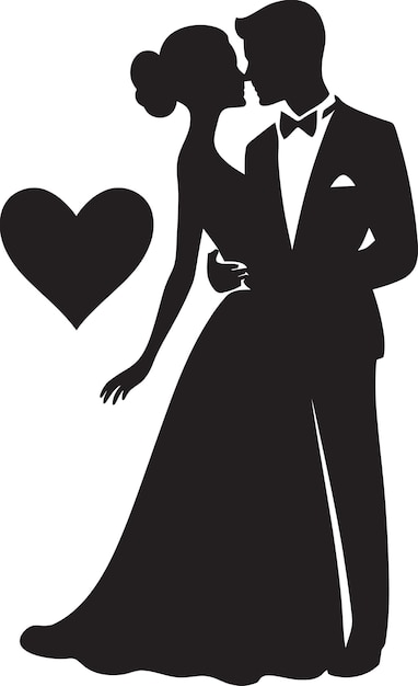 Graphic Love Story Black Vectorized MatrimonyVectorized Bliss Monochromatic Marriage Portraits