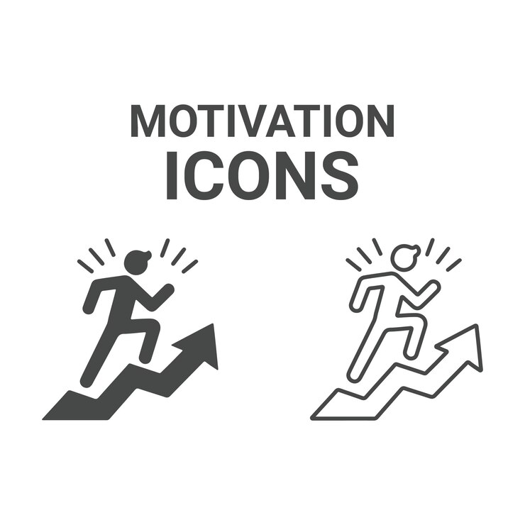a graphic of a man running up a stairway with the words motivational