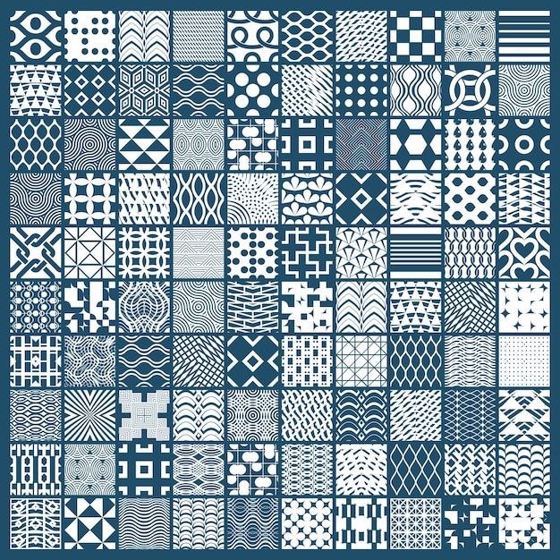 Vector graphic ornamental tiles collection, set of monochrome vector repeated patterns. vintage art abstract textures can be used as wallpapers.