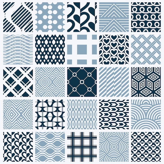 Graphic ornamental tiles collection, set of monochrome vector repeated patterns. Vintage art abstract textures can be used as wallpapers.