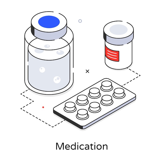 Изображение флакона с таблетками и флакона с таблетками со словами «лекарство» на нем.