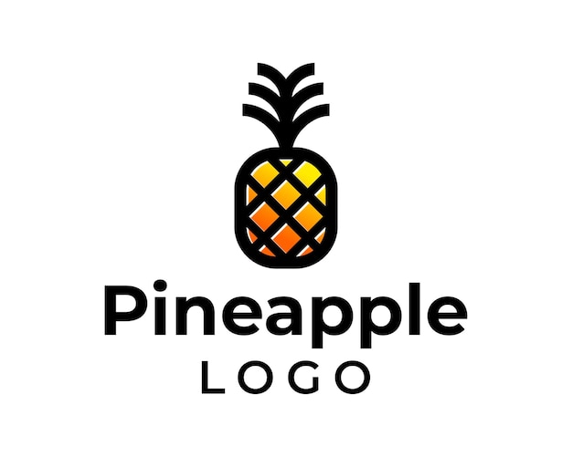 Disegno grafico semplice e moderno del logo della frutta dell'ananas