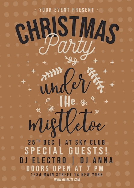 Graphic poster with christmas party inscription