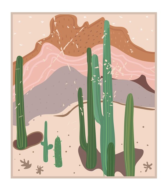 Vector graphic print in the spirit of the arizona desert for fashion web advertising design
