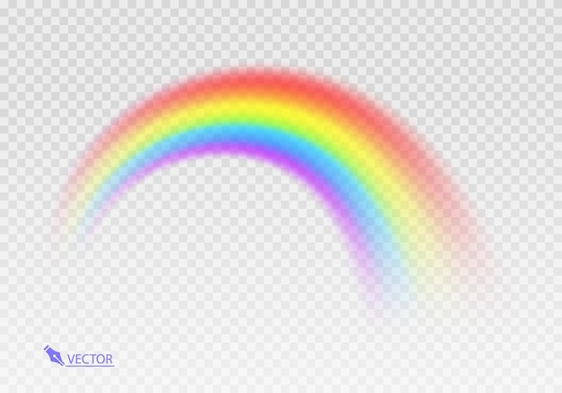 透明な背景のグラフィックな虹 形状のアーチは白い透明な背面に現実的に隔離されています