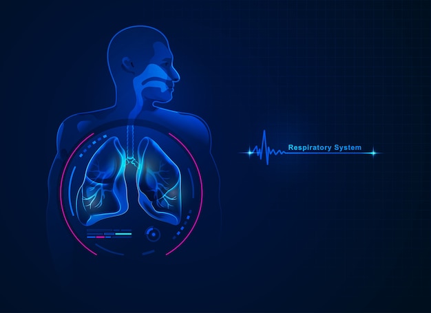 Vettore grafico del sistema respiratorio con elemento futuristico