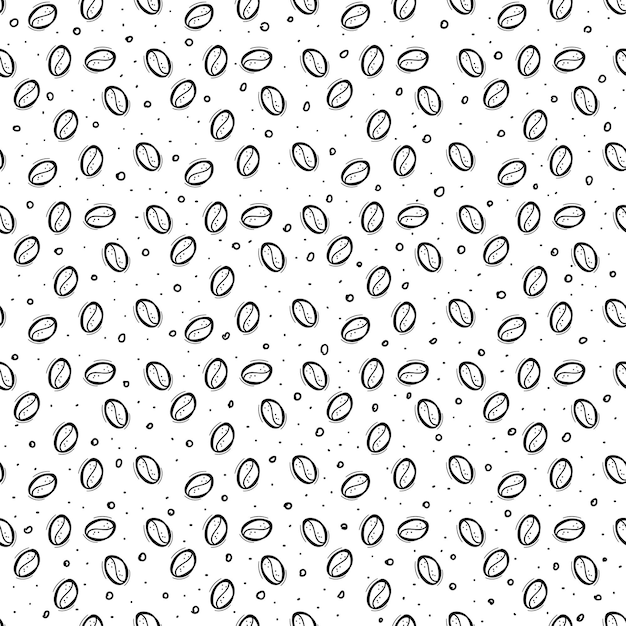 Graphic seamless pattern with coffee beans