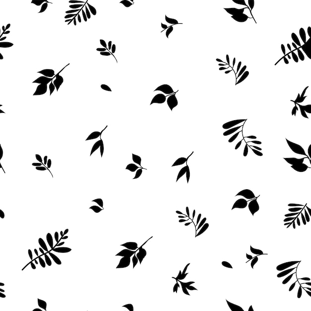 Graphic seamless pattern with the image of black and white branches and flowers vector illustration