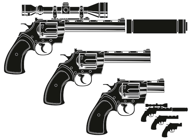 Графический силуэт револьвер с оптическим прицелом