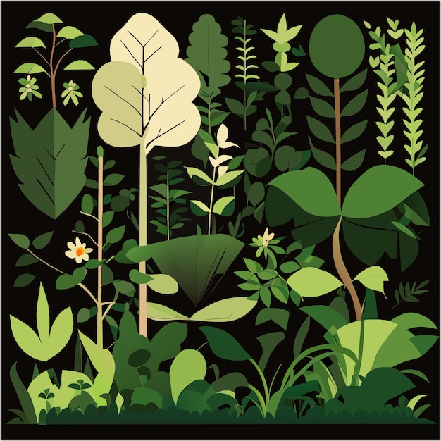 Vector graphic silhouettes of nature