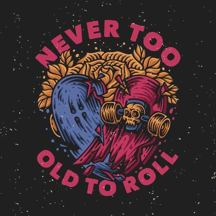 Vector a graphic of a skull wearing a gas mask and a gas mask with the words never too old to roll.