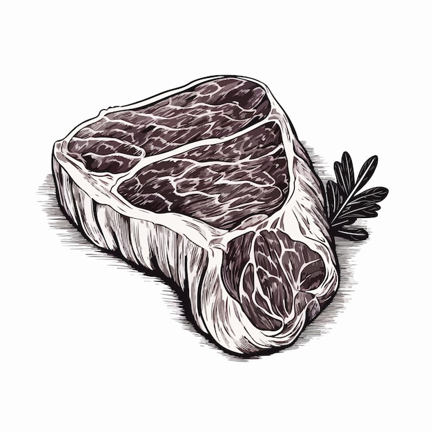 Graphic steak black and white vector illustration