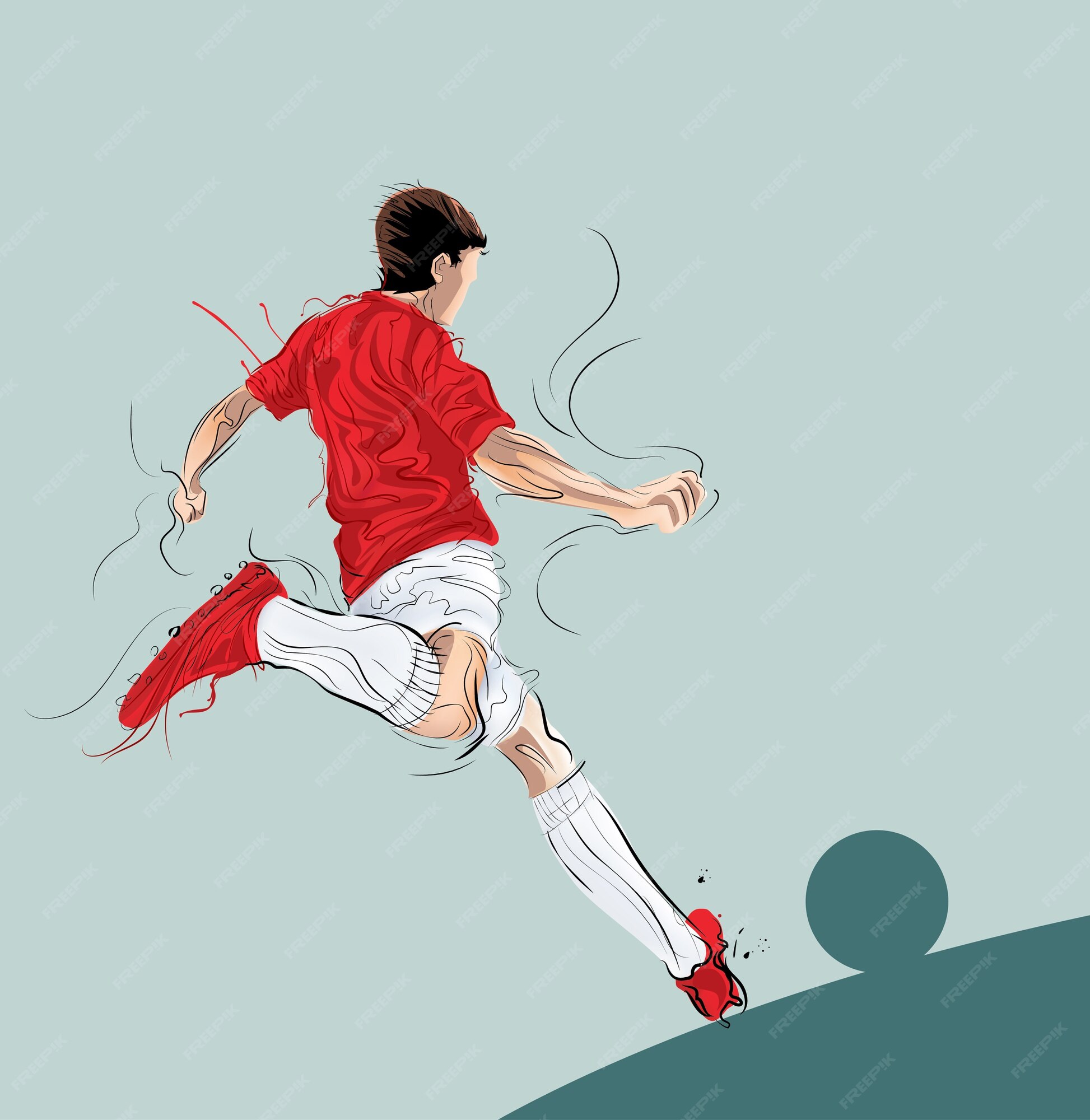 soccer player doing kick ball 12597209 Vector Art at Vecteezy