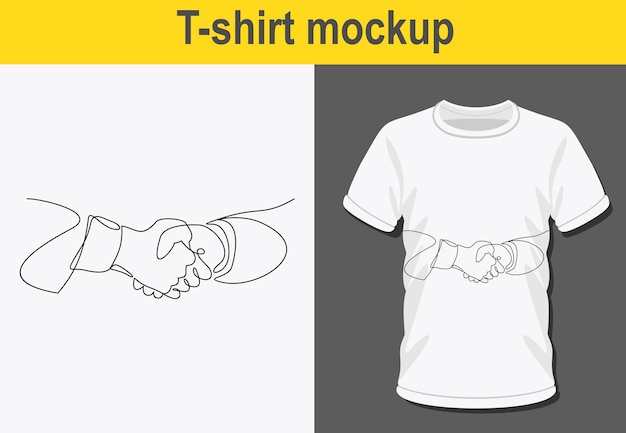 Graphic t-shirt design,Handshake continuous line vector drawing.