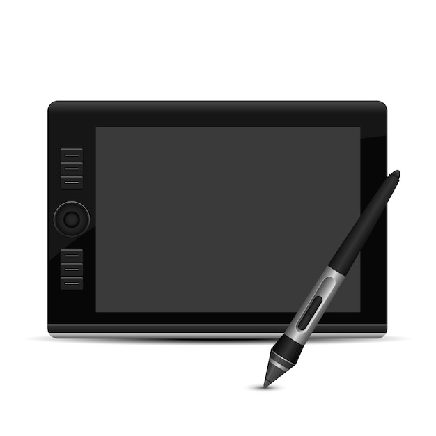 Графический планшет дизайн иллюстрация на белом фоне
