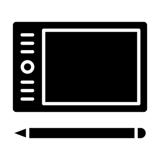 Graphic tablet glyph solid black illustration