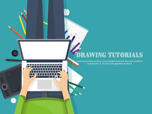 Graphic web design drawing and painting development illustration sketching freelance user interface ui computer laptop