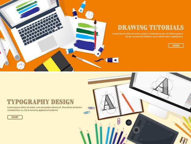 Vettore progettazione grafica web disegno e pittura sviluppo illustrazione schizzo interfaccia utente freelance