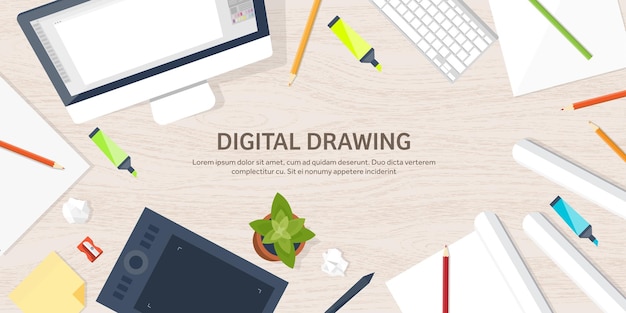 Graphic web design drawing and painting development illustration sketching and freelance user