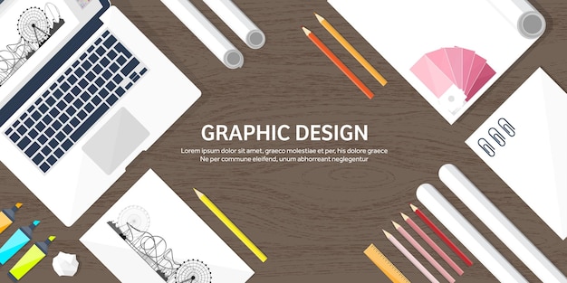 Vector graphic web design drawing and painting development illustration sketching and freelance user