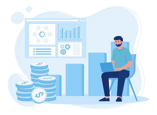 graphical analysis of growth data concept flat illustration