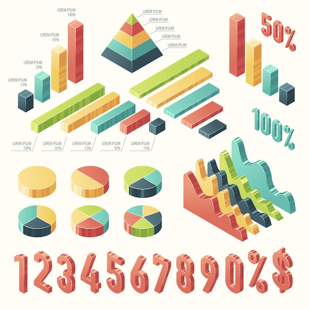 Graphics and charts in isometric style