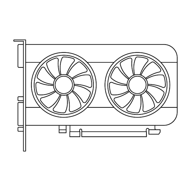 Vector graphics processing unit or gpu computer vector illustration outline design