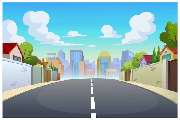 Vector graphics, villages and roads in the daytime.