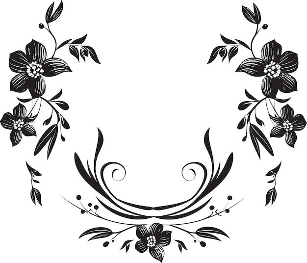 Graphite garden tales hand drawn black vector icons monochrome blossom artistry hand drawn floral v