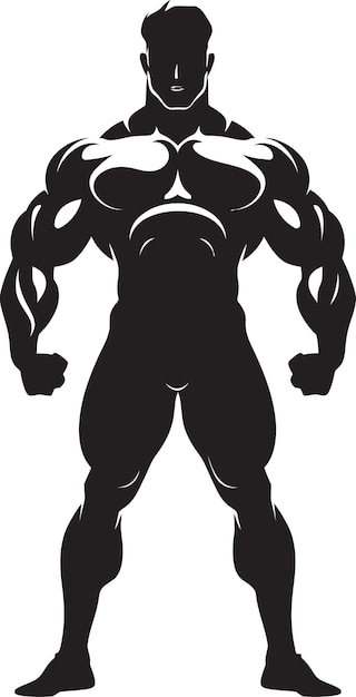 Vector graphite glance full body black vector glyph defined dominance bodybuilders iconic vector design