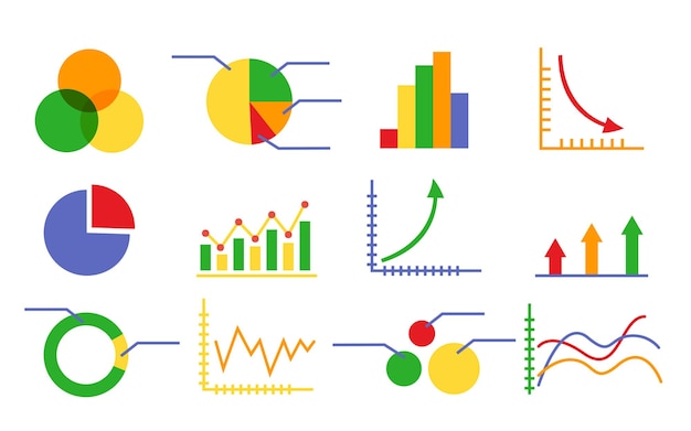 Set di colori del modello di presentazione del diagramma di infographics di affari dei grafici finanziari di marketing dei grafici