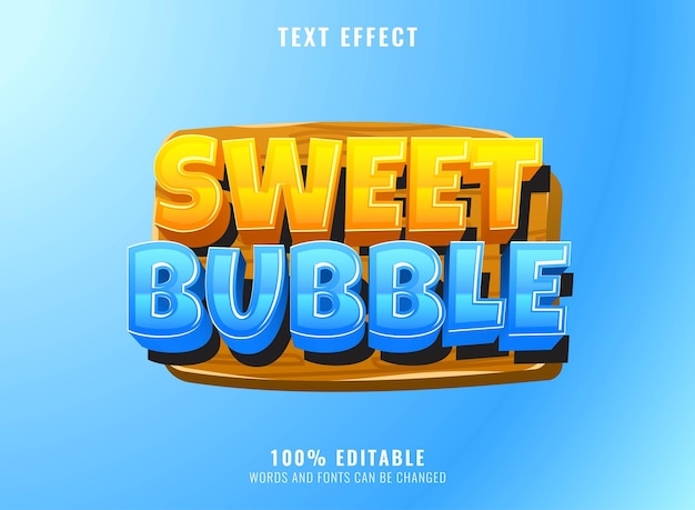 Grappig 3d-sweet bubble-teksteffect met houten frame