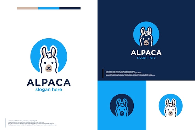 grappig alpaca logo karakter dier winkel logo ontwerp sjabloon