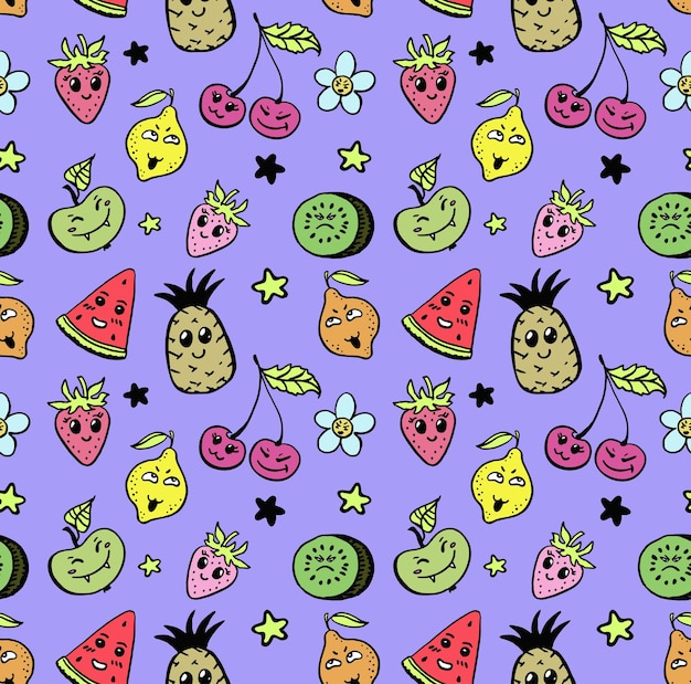 Grappig fruit naadloos patroon plat ontwerp