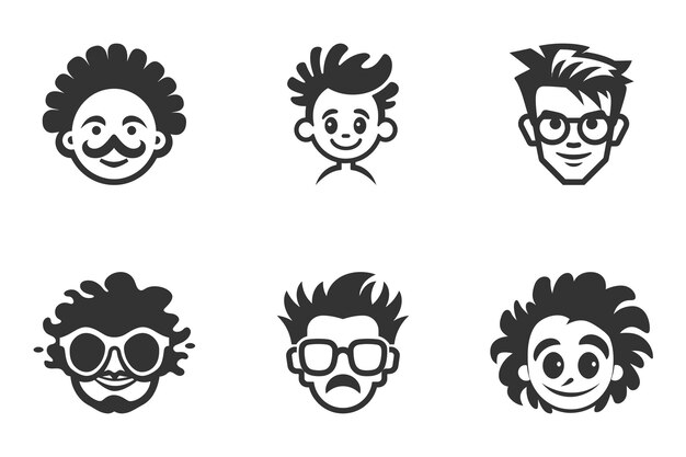 Grappig gezicht pictogramserie vectorillustratie