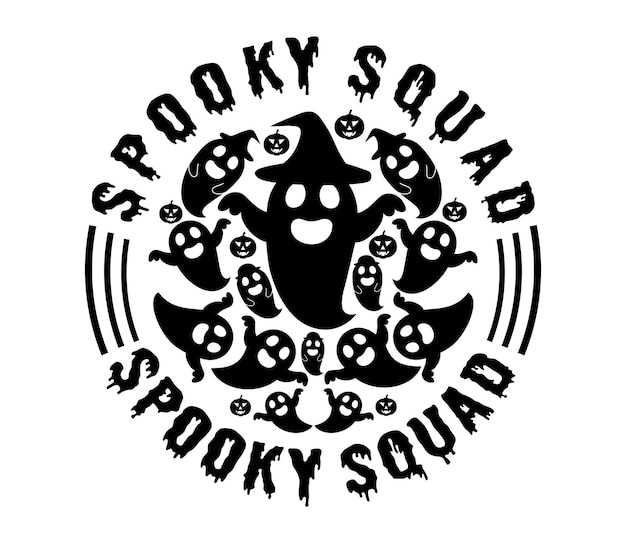 Grappig Halloween Spooky Squad SVG T-shirt Ontwerp Vector