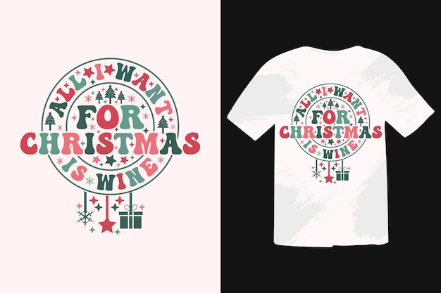 Grappig kerstwijn T-shirtontwerp Grappige kerstcitaten Wintercitaten Kerst zeggen vakantie