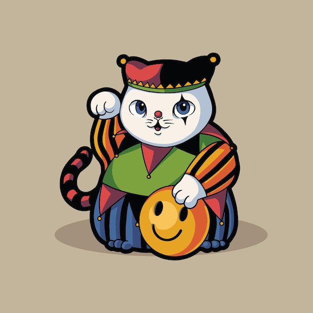 Vector grappig leuk halloween-kostuum voor kattenclown