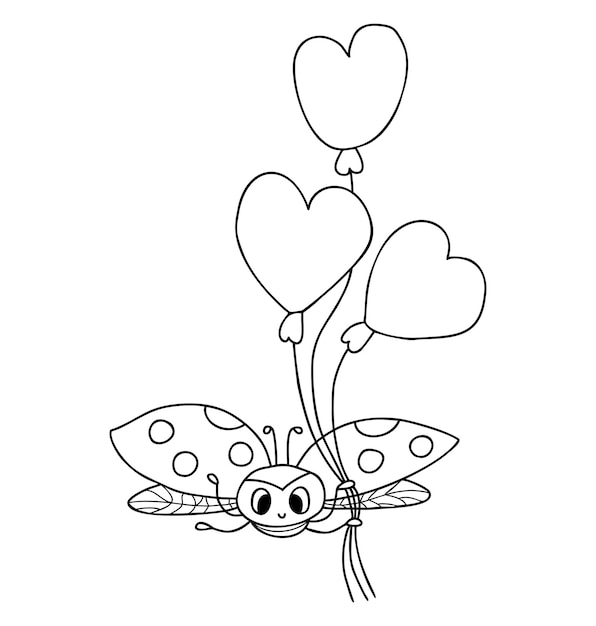 Grappig lieveheersbeestje Klein insect met ballonnen